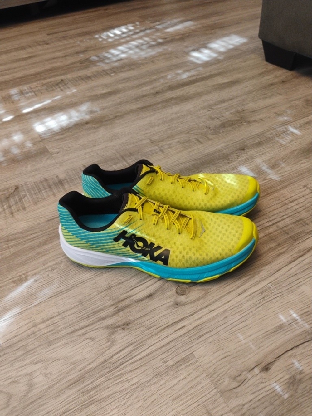 HOKA One Carbon Rocket Men's Yellow & Teal Running Shoes Size 13